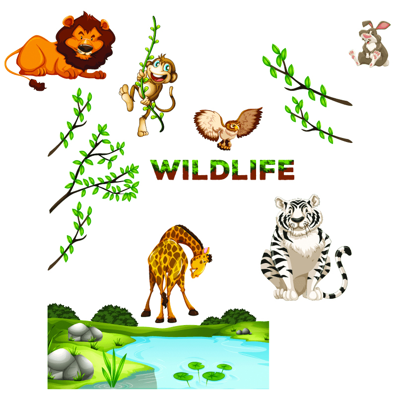 Αυτοκόλλητο τοίχου με ζώα της Ζούγκλας